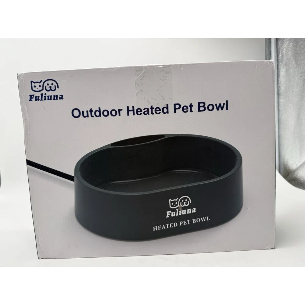 Fuliuna Outdoor Heated Water Bowl for Dog & Cat, Anti Chew Cord Large 125 OZ